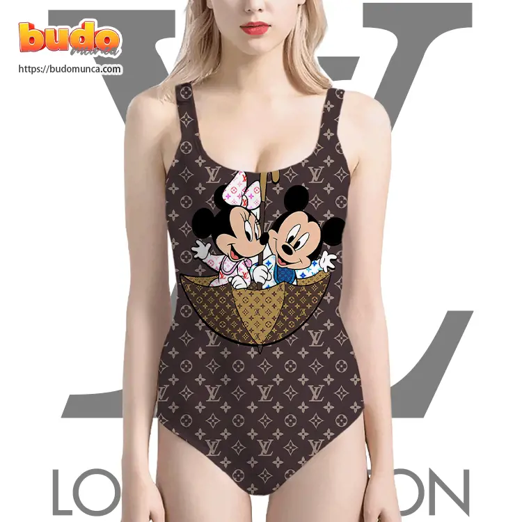 Lv feat baby minnie & baby mickey  swimsuit louis vuitton gift uninque for women